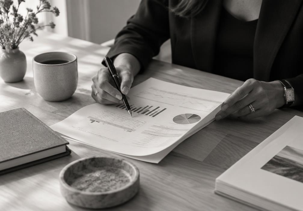 Reviewing a business strategy during a private session
